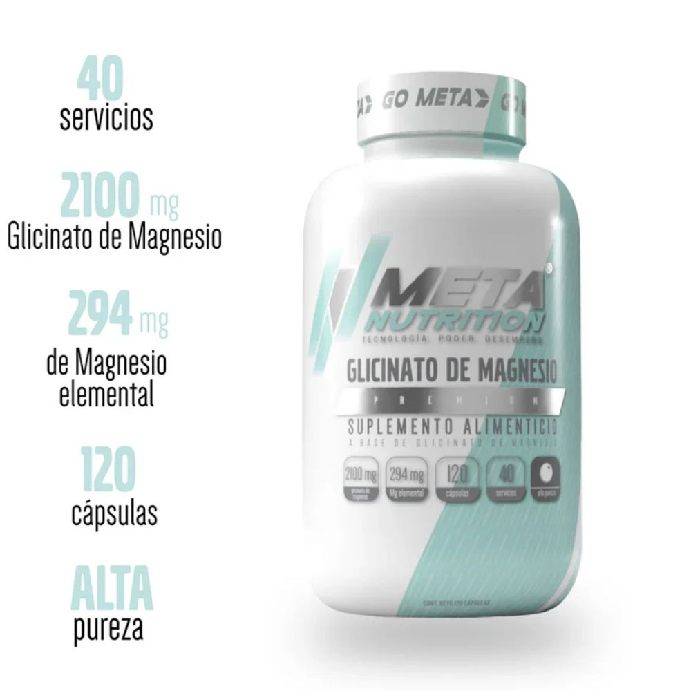 GLICINATO DE MAGNESIO PREMIUM 120 CAPSULAS 40 SERVICIOS METANUTRITION