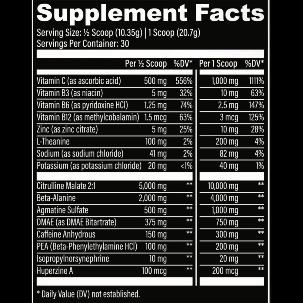 PRE-WORKOUT CAGED RAGE HARD BODY LABZ 60/30 SERVIDAS 21.79 ONZ (618 GRS.)