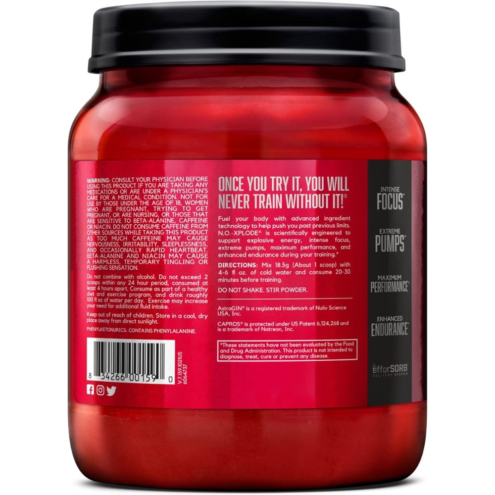 PRE-WORKOUT NO-XPLODE BSN 60 SERVICIOS 2.45LBS. (1.11KGS.)