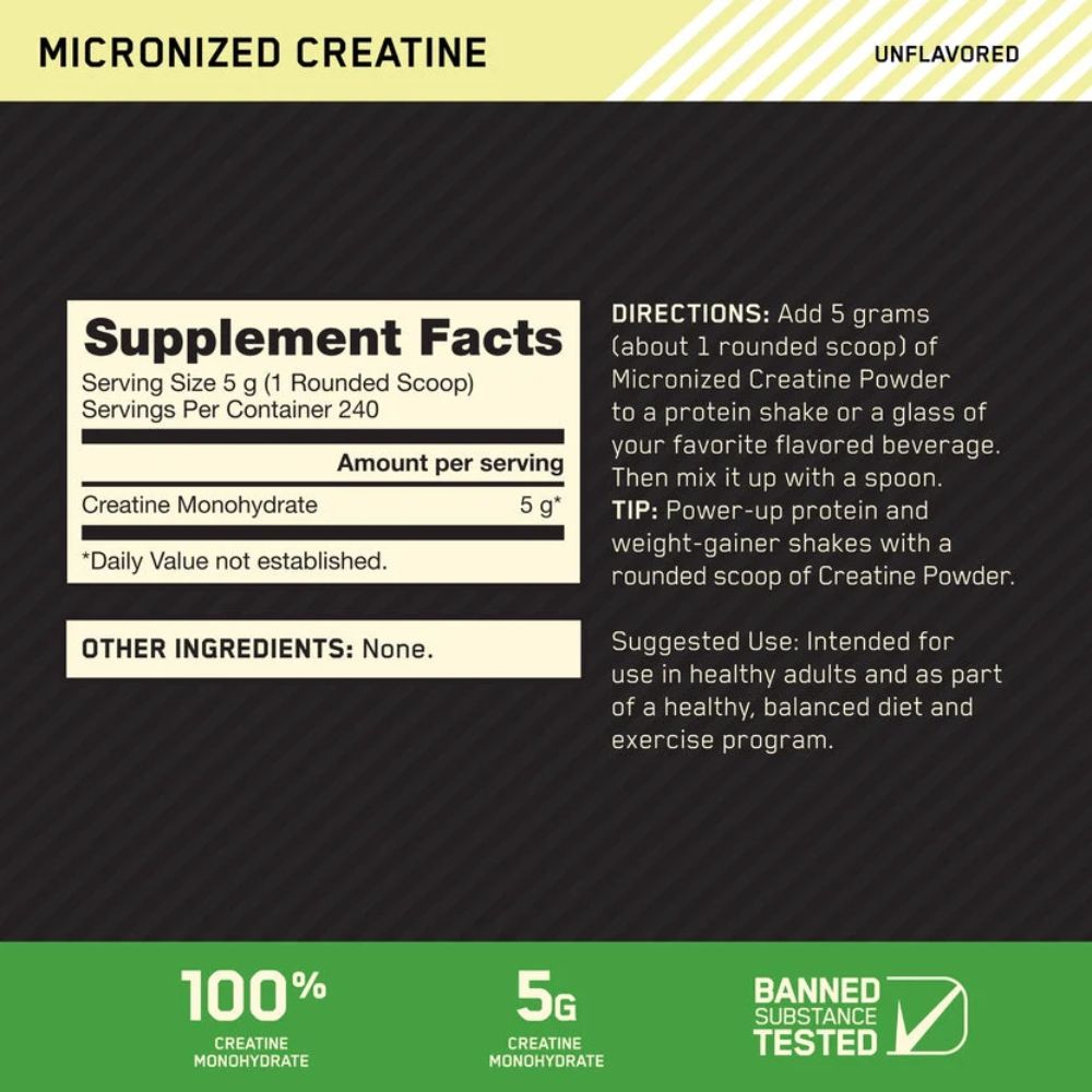 CREATINA MICRONIZED OPTIMUM NUTRITION 2.64 LB 240 SERVICIOS