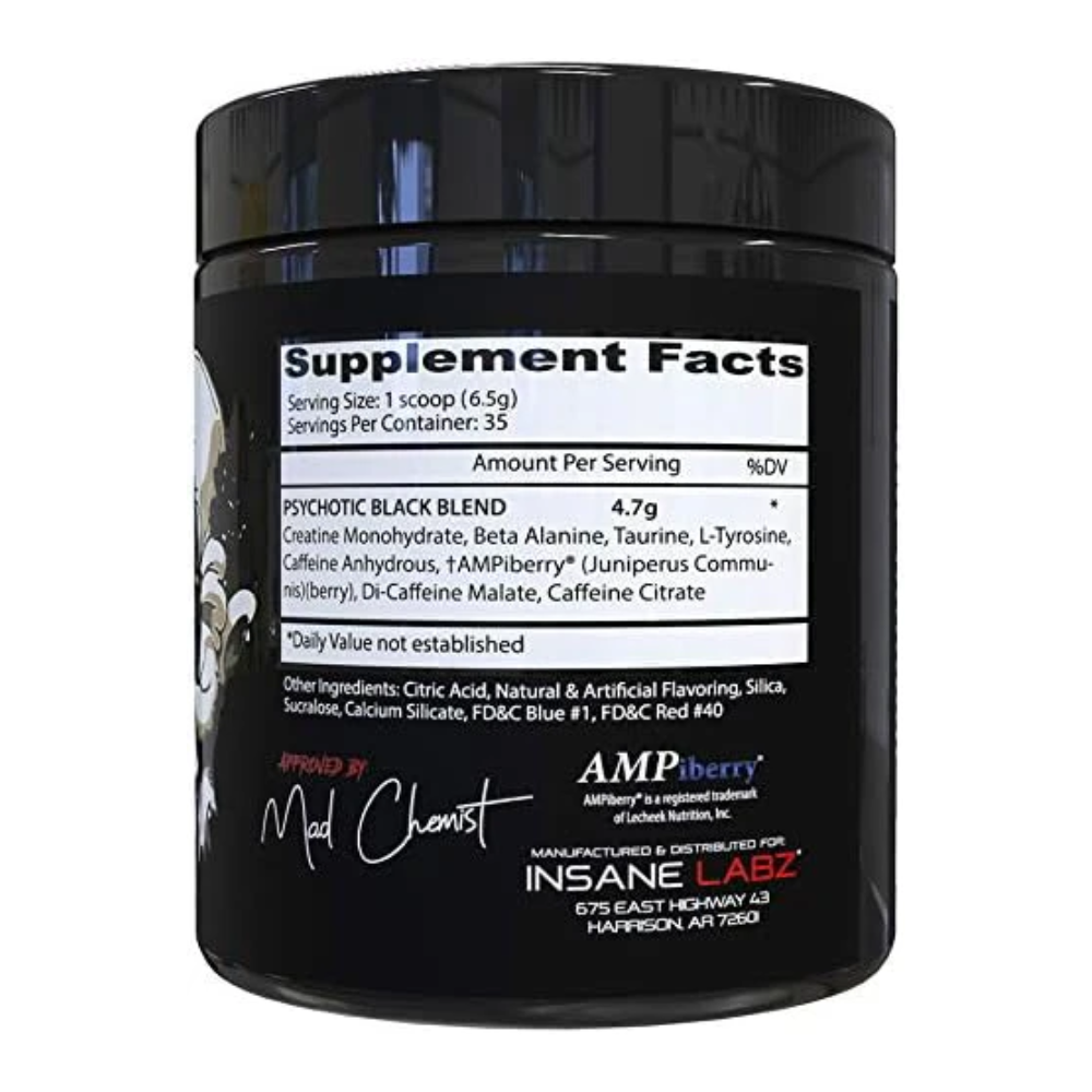 PRE-WORKOUT PSYCHOTIC "BLACK" INSANE LABS 35 SERVICIOS 8ONZ.