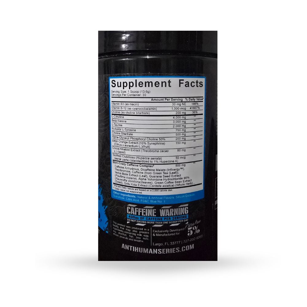 PRE-WORKOUT 51 50 ANTI-HUMAN SERIES & RICH PIANA 5% 30 SERVICIOS 417GRS. (14.71OZ)
