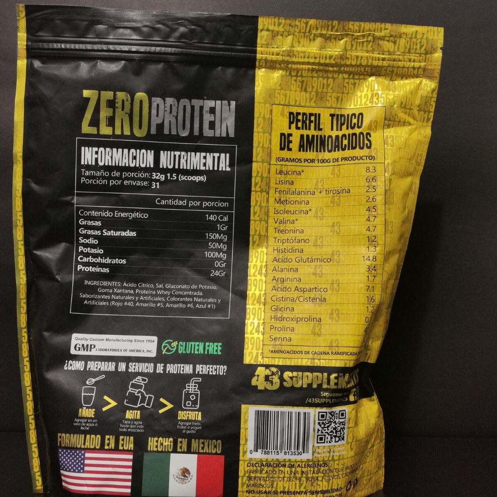 ZERO PROTEIN 43 SUPPLEMENTS BOLSA 31 SERVICIOS 1KG.