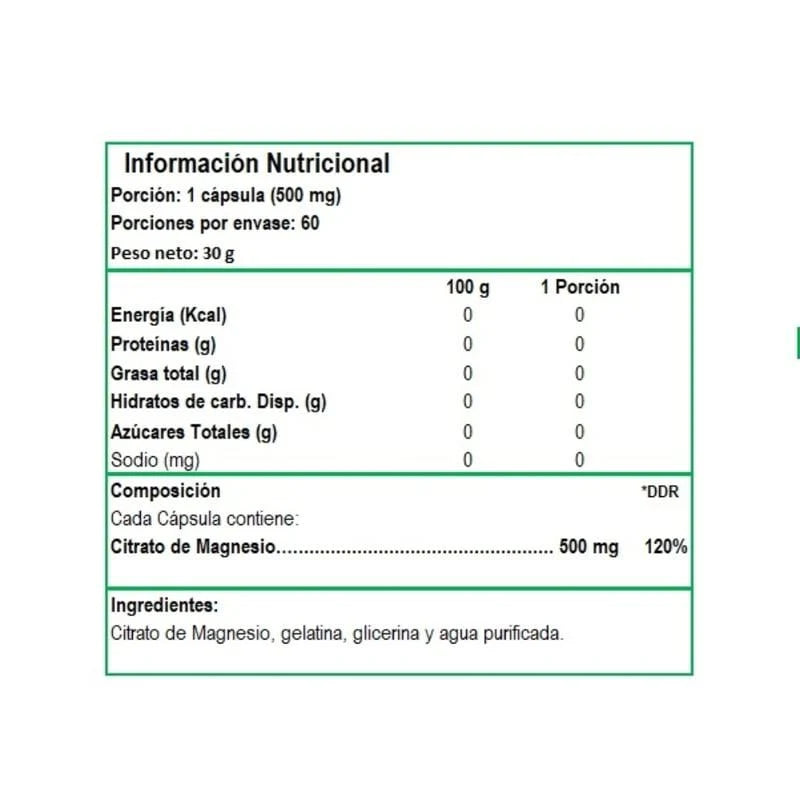CITRATO DE MAGNESIO VITFIT 60 CAPSULAS 500MG